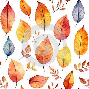 Watercolor Autumn Fall Seamless Pattern. Botanical illustration. October print. Design for tile, backgrounds, fabric, textile,