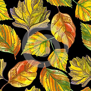 Watercolor autumn leaf seamless pattern