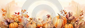 Watercolor Autumn Thanksgiving background Happy Thanksgiving day