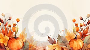 Watercolor Autumn Thanksgiving background Happy Thanksgiving day