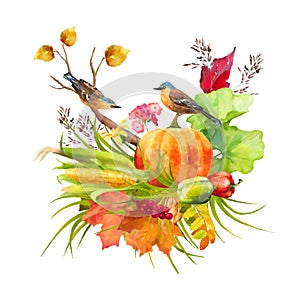 Watercolor Autumn Thanksgiving Composition