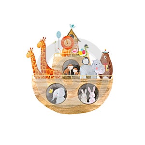 Watercolor baby Noah Ark