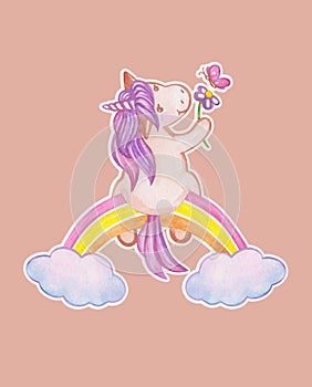 Watercolor baby unicorn