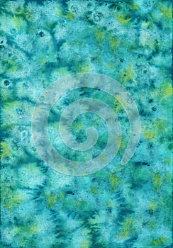 Watercolor background abstract paper turquoise sea marine blue. Drawing by hands.