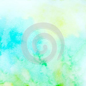 Watercolor background, art abstract green watercolor painting textured design on white paper background