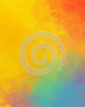 Watercolor background in colorful yellow blue red and orange colors, rainbow color background design with bright abstract color sp