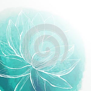 Watercolor background with lotus flower