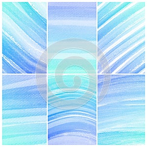 Watercolor Background. Set of colorful blue Abstract water color