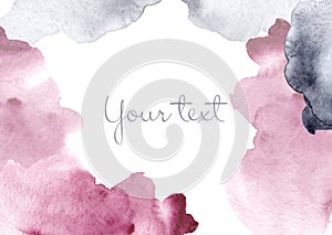 Watercolor background with space for text. Watercolor frame isolated on white background for invitations, greeting cards, business