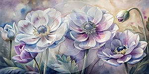 Watercolor Background Of Spring Flowers, , Spring Watercolor Flowers