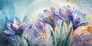 Watercolor Background Of Spring Flowers, , Spring Watercolor Flowers