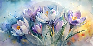 Watercolor Background Of Spring Flowers, , Spring Watercolor Flowers