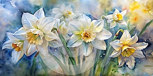 Watercolor Background Of Spring Flowers, , Spring Watercolor Flowers