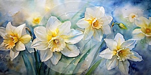 Watercolor Background Of Spring Flowers, , Spring Watercolor Flowers