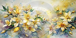 Watercolor Background Of Spring Flowers, , Spring Watercolor Flowers