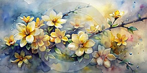 Watercolor Background Of Spring Flowers, , Spring Watercolor Flowers