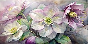 Watercolor Background Of Spring Flowers, , Spring Watercolor Flowers