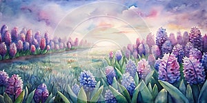 Watercolor Background Of Spring Flowers, , Spring Watercolor Flowers