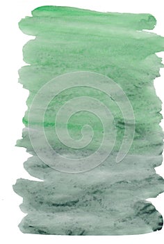 Watercolor background stripes green for design. Hand-drawn watercolor splash