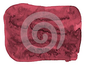 Watercolor background of trendy colors of Persian red with sharp borders and divorces. Watercolor brush stains. With copy space