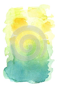 Watercolor background yellow and turquoise gradient