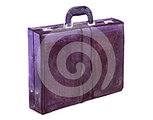 Watercolor bag briefcase diplomat  illustration isolated