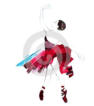 Watercolor ballerina hand painted Ballet dancer illustration