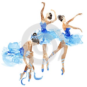 Watercolor ballerinas dancing