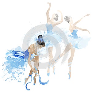 Watercolor ballerinas dancing