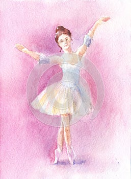 Watercolor ballet dancer