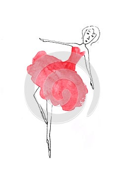 Watercolor ballet dancer. Hand painted element.