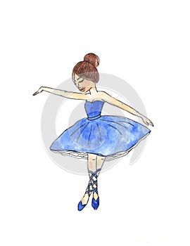 Watercolor ballet dancer. Hand painted element.