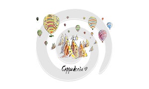 Watercolor balloons in Cappadocia