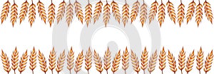 Watercolor banner wallpaper ears of wheat frame border illustration isolated on white background. Template for