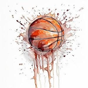 Watercolor Basketball Rebound Painting