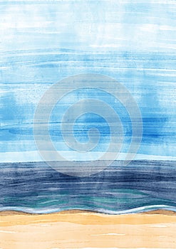 Watercolor beach, watercolor background, visible strokes