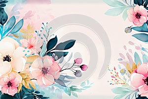 Watercolor beautiful floral background. Generative ai