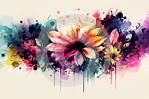 Watercolor beautiful flower design art. Generative ai