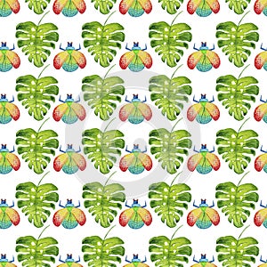 Watercolor beetles pattern