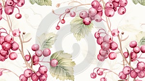 Watercolor Berries In Blossom Seamless Wallpaper