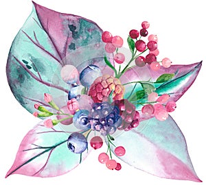 Watercolor berry bouquet