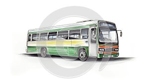 watercolor big bus for travel and school, white background