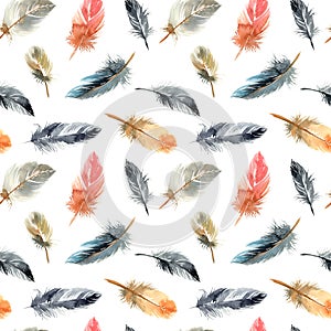 Watercolor bird feathes pattern