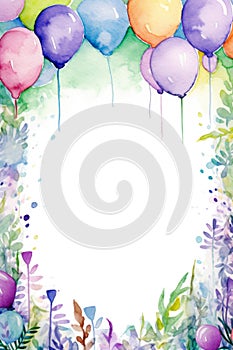 Watercolor Birthday Card with Balloons