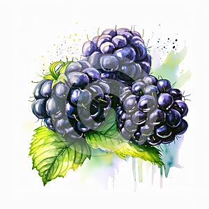 Watercolor Blackberries