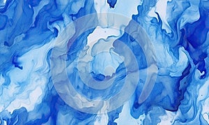 Watercolor blue background. Texture of smudges paint. For banner, postcard, book illustration. Created with generative AI tools