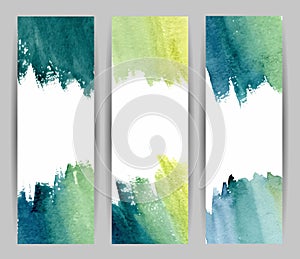 Watercolor blue banners