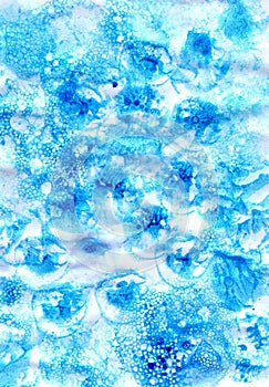 Watercolor blue gentle messy grunge background for design