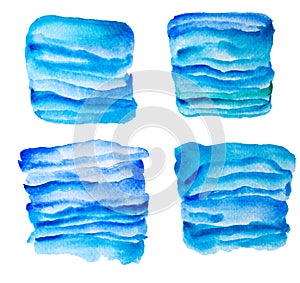 Watercolor blue gradient backgrounds set isolated on white background.