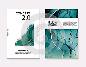 Watercolor blue and green color design banner set. Vector illustration Abstract shape flow modern card for invitation, poster,
